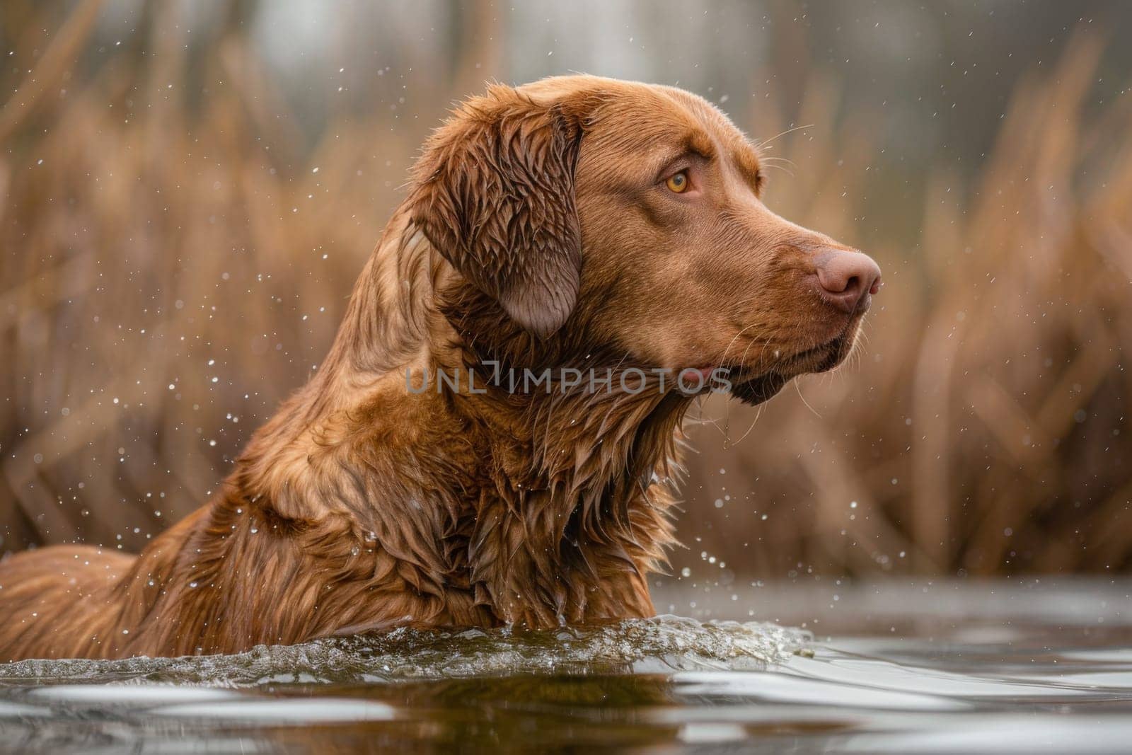 Loyal Chesapeake Bay Retriever with thick coat and water-resistant fur, perfect for outdoor adventures