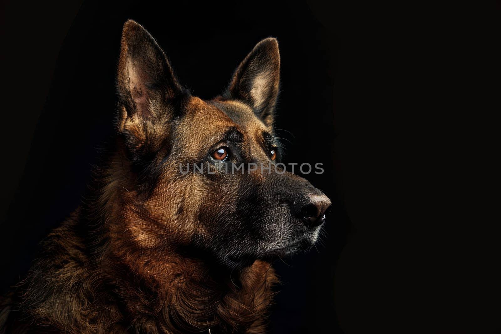Loyal German Shepherd with noble stance and intelligent eyes, adding strength and loyalty to any composition