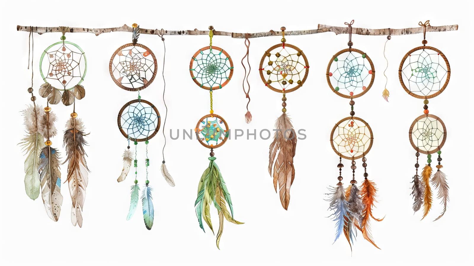 Rustic and charming boho dreamcatchers add a touch of rustic charm and whimsy to designs on white