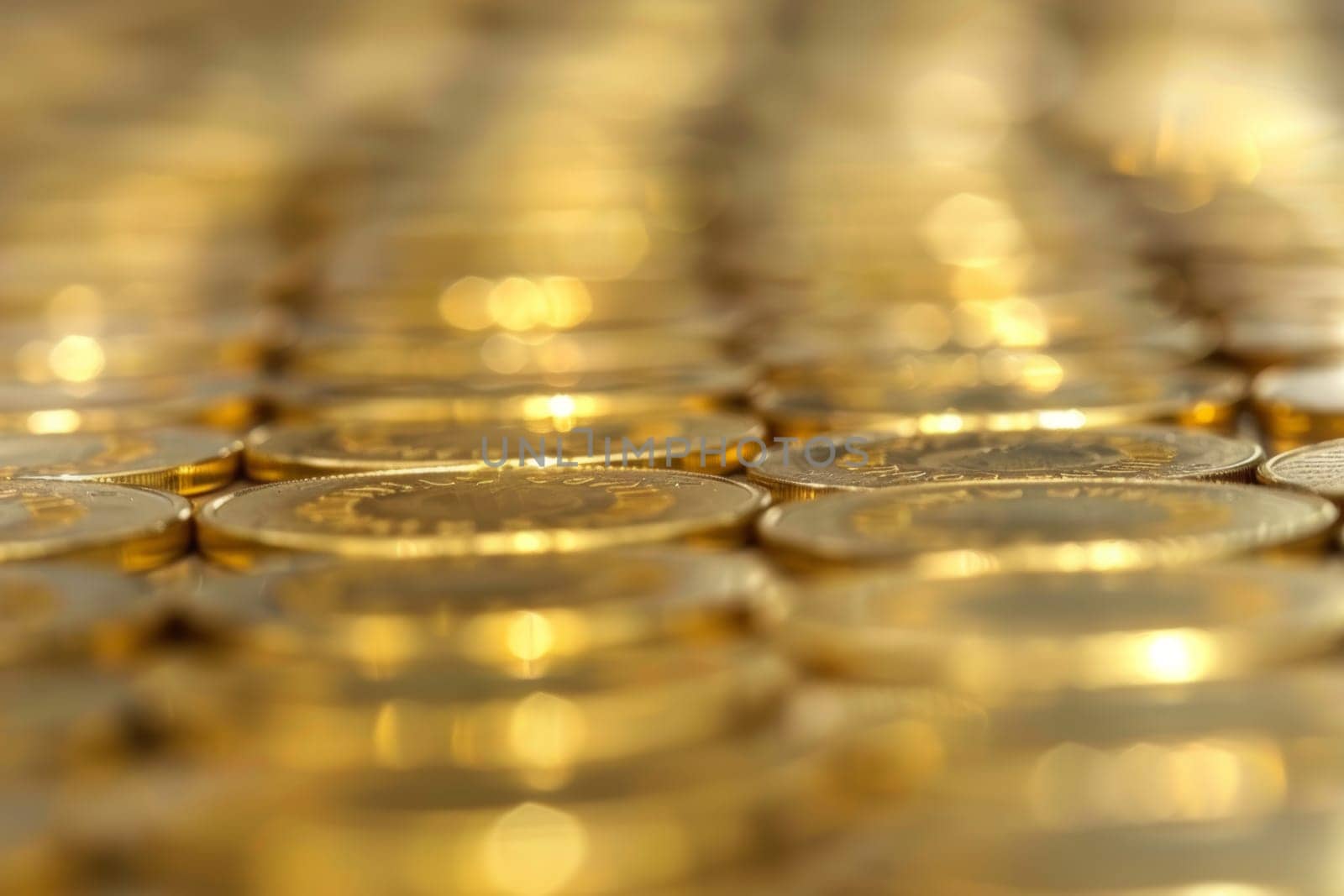 Rows of gold coins, symbolizing prosperity and investment