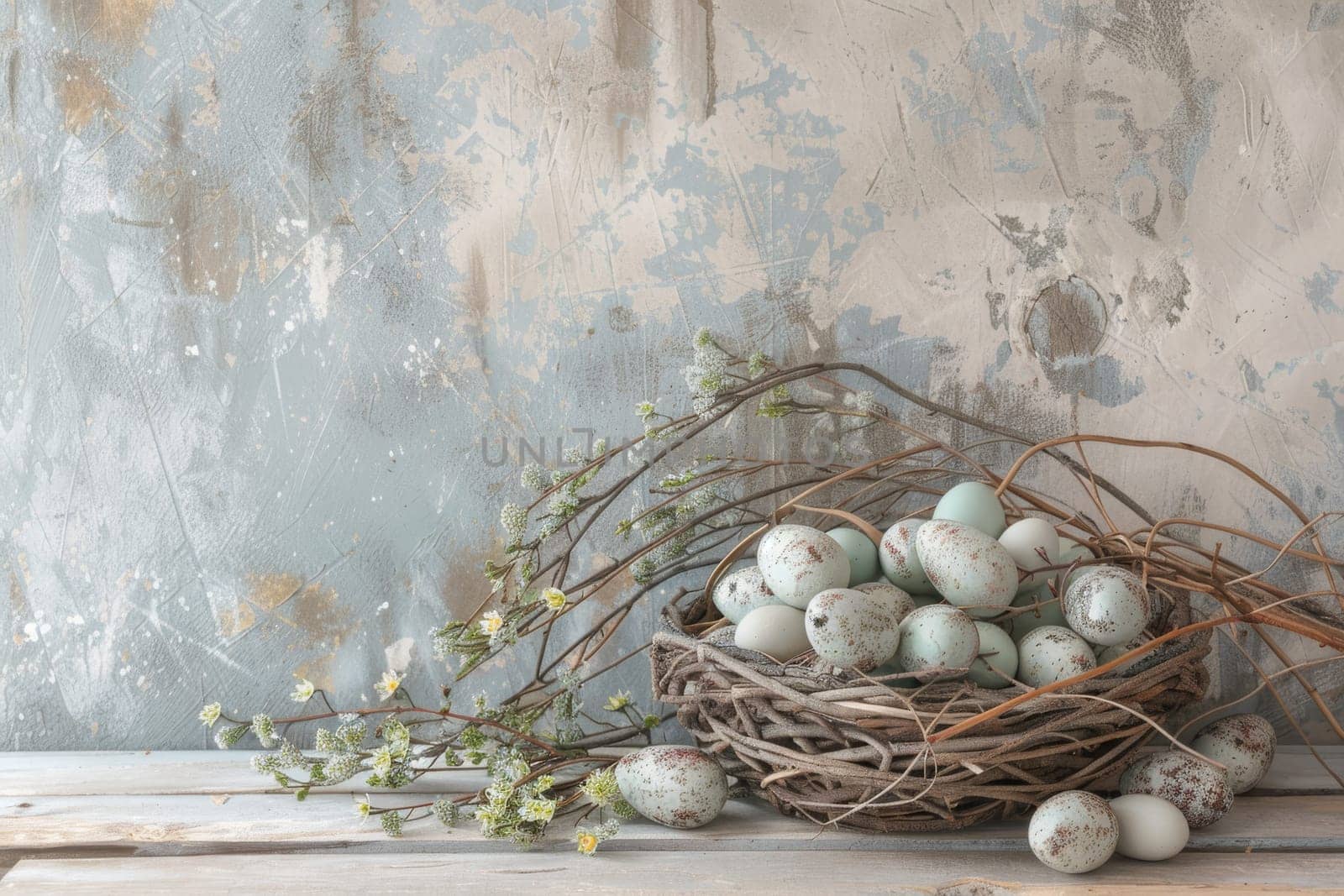 Rustic Easter background with natural textures and earthy tones