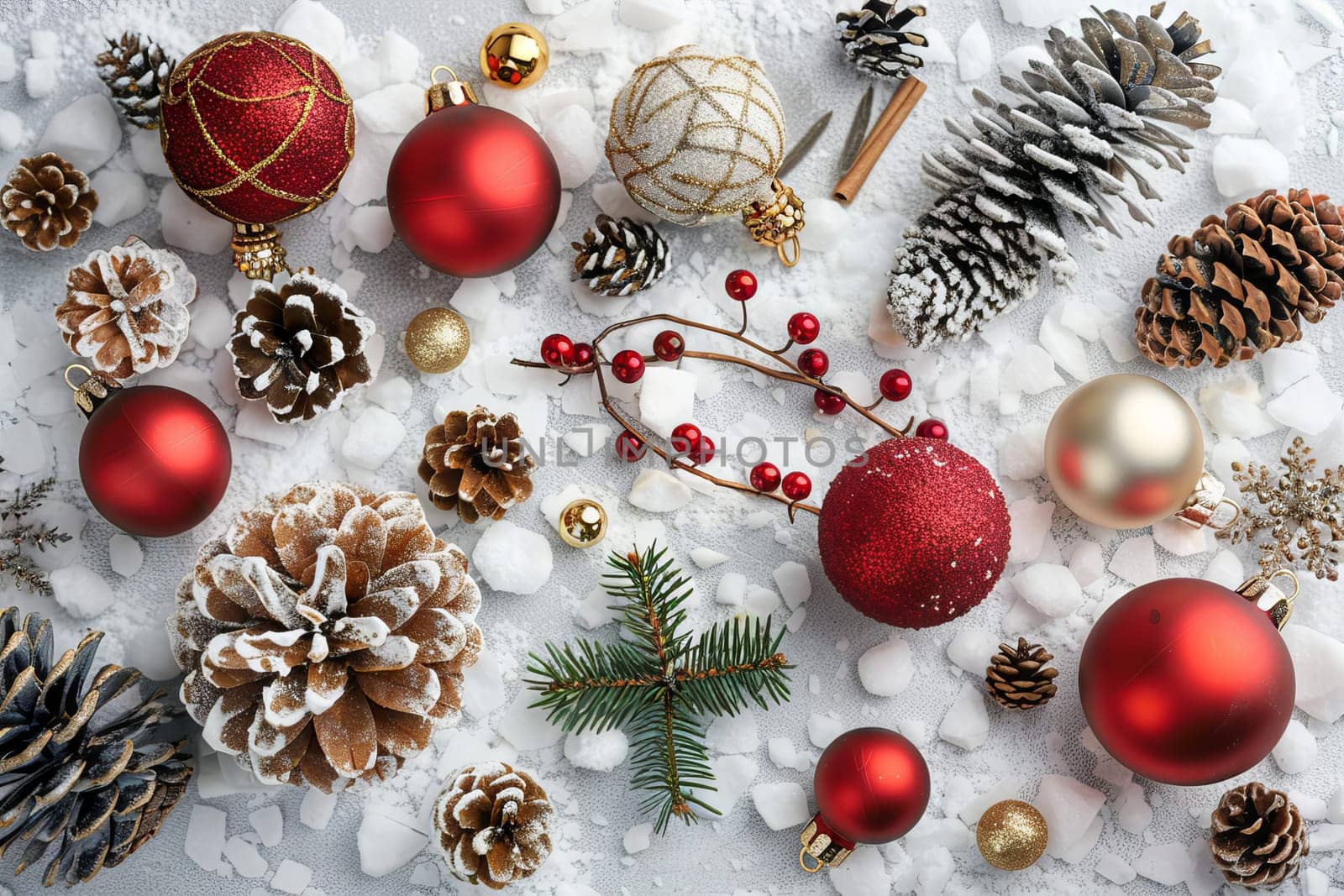Traditional Christmas decorations on a transparent white canvas, ideal for festive cards