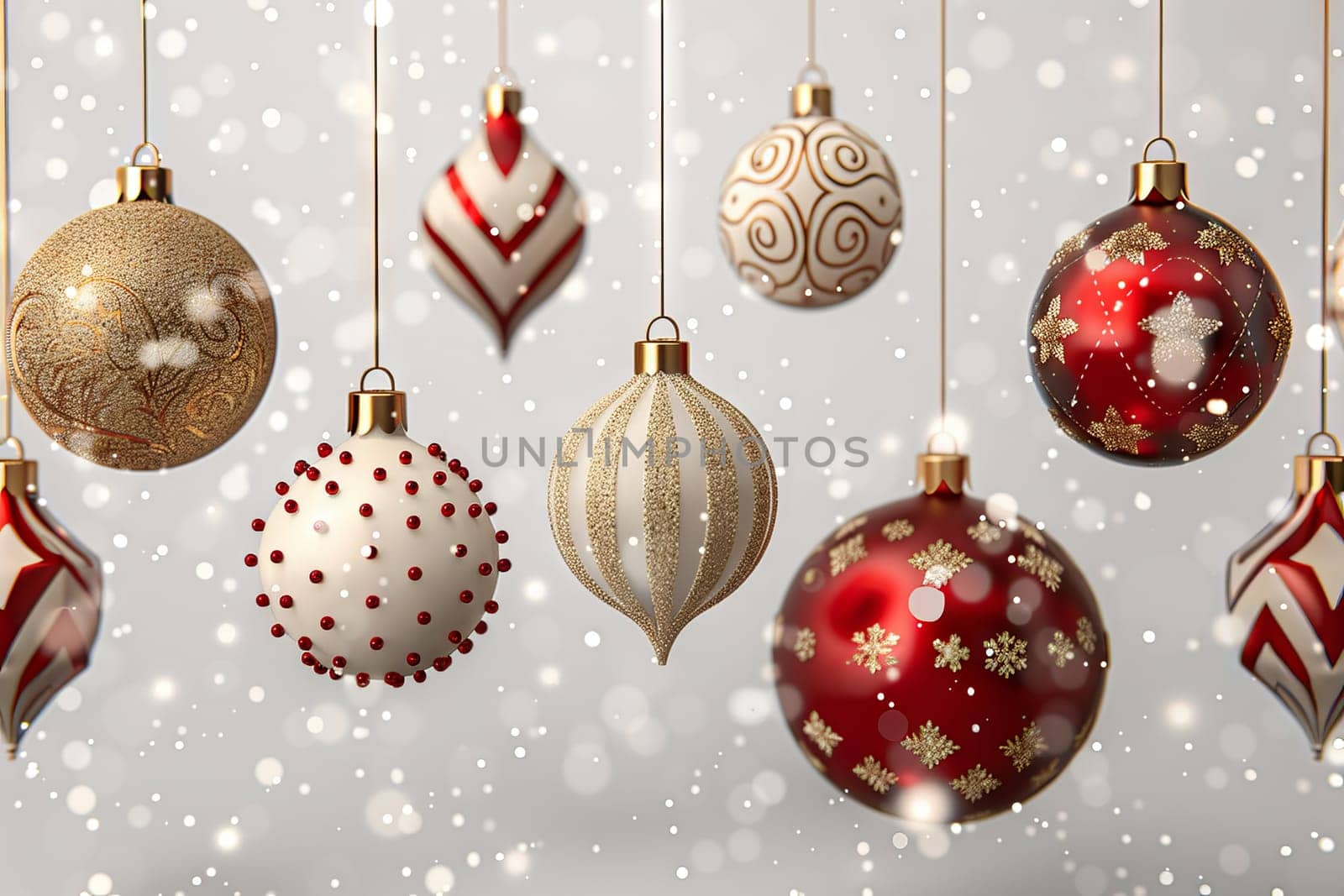 Traditional Christmas decorations on a transparent white background, ideal for festive artworks