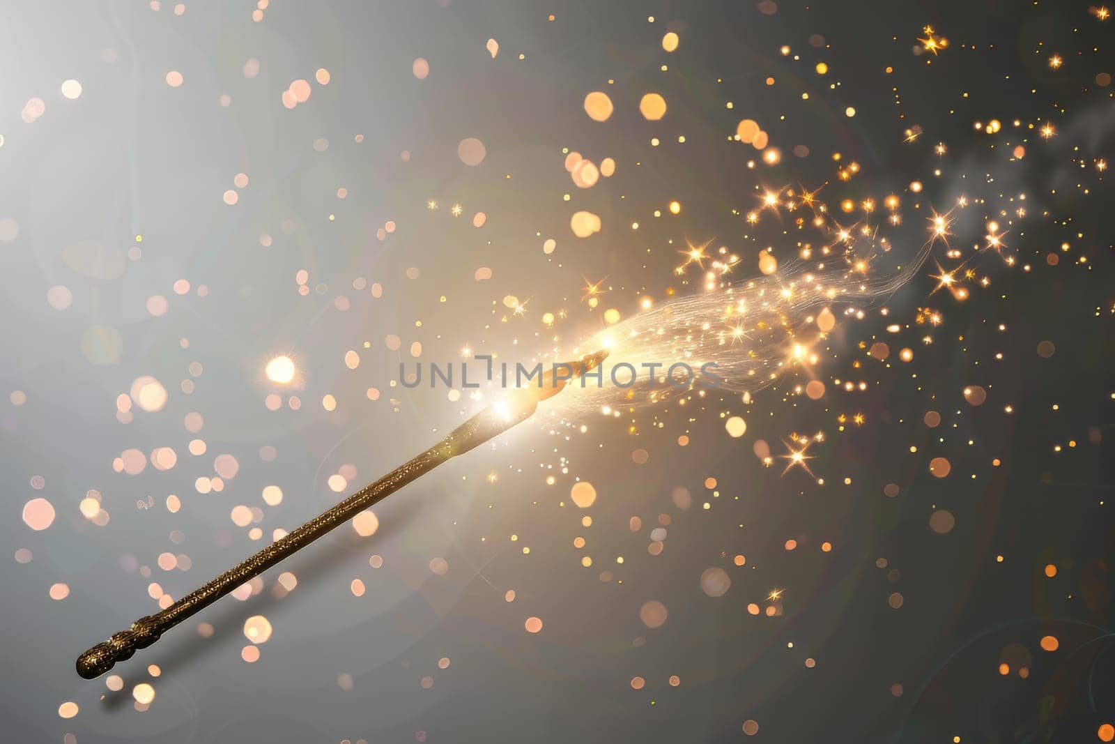 Twinkling magic wand sparkles swirling in the air against a transparent white backdrop, perfect for fantasy concepts