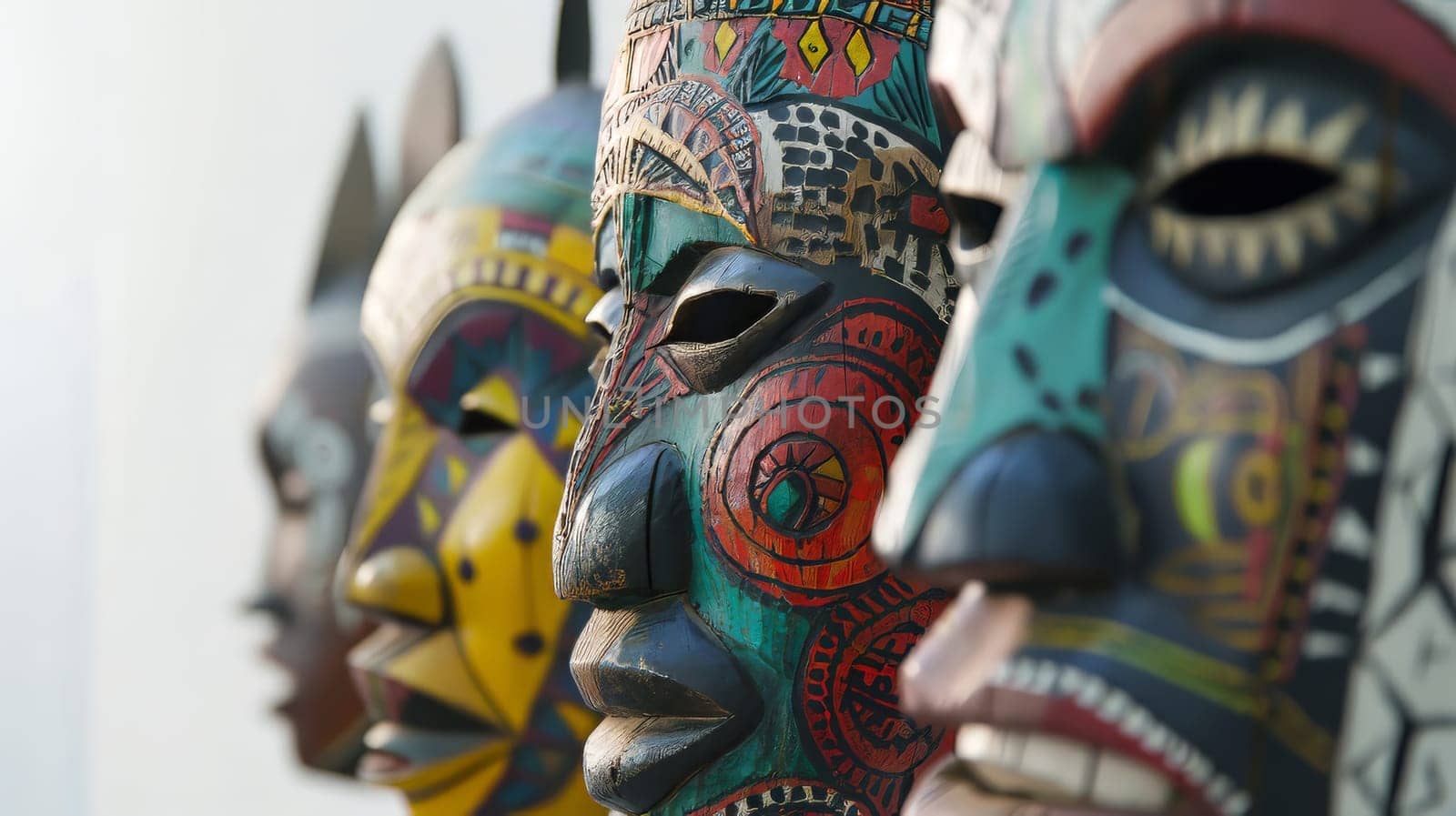 A group of masks with different colors and designs