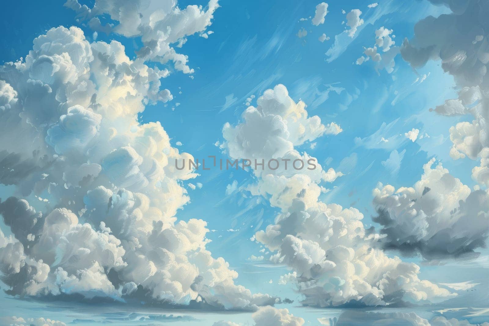 Tranquil scene with fluffy cumulus clouds