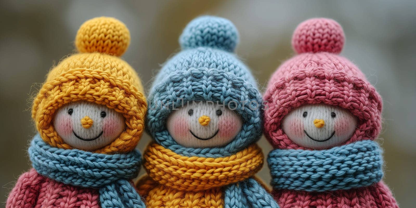 Happy smiling snowman with a wool hat, scarf and pullover, christmas holiday, autumn and winter season