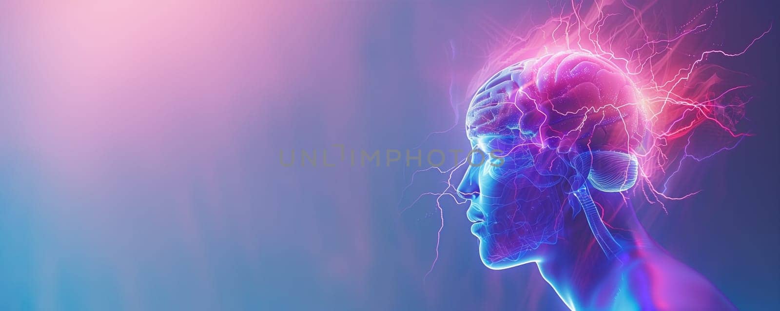 Migraine headache attack, epilepsy tumor, psychological pressure and stress, mind with burnout or trauma, human brain