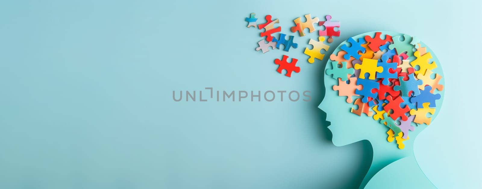 ADHD awareness month october, attention deficit hyperactivity disorder, mental health, mind of a child with colorful jigsaw or puzzle pieces