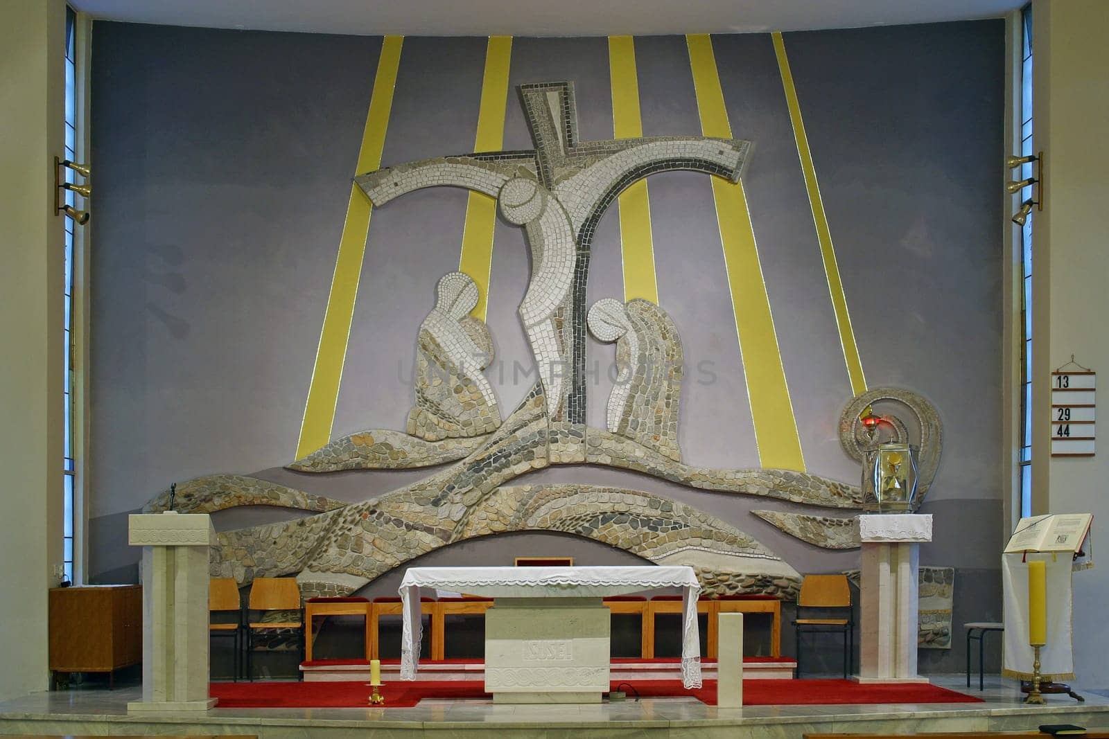 Main altar in the church of Our Lady of Sorrows in Spansko, Zagreb, Croatia