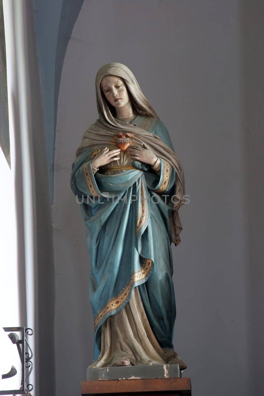 Immaculate heart of Mary, statue on the main altar in the Saint Dominic Parish Church in Konjscina, Croatia