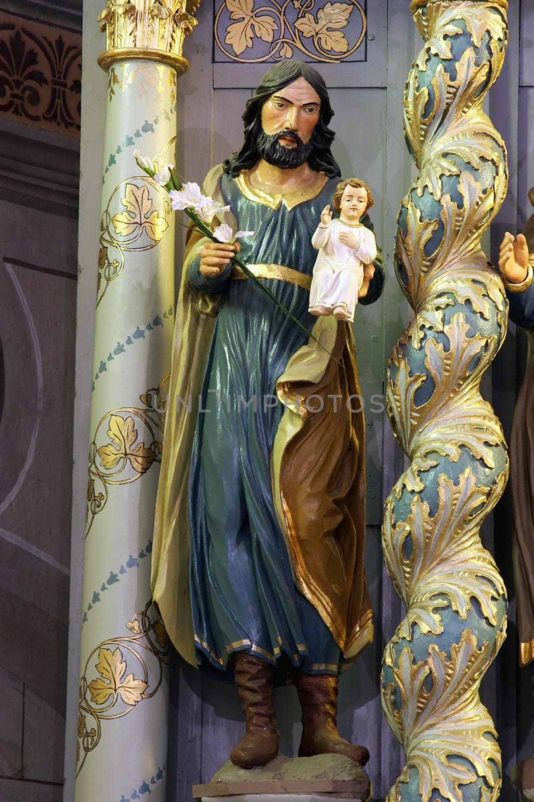 Statue of Saint on High altar in the Parish Church of Exaltation of the Holy Cross in Kriz, Croatia