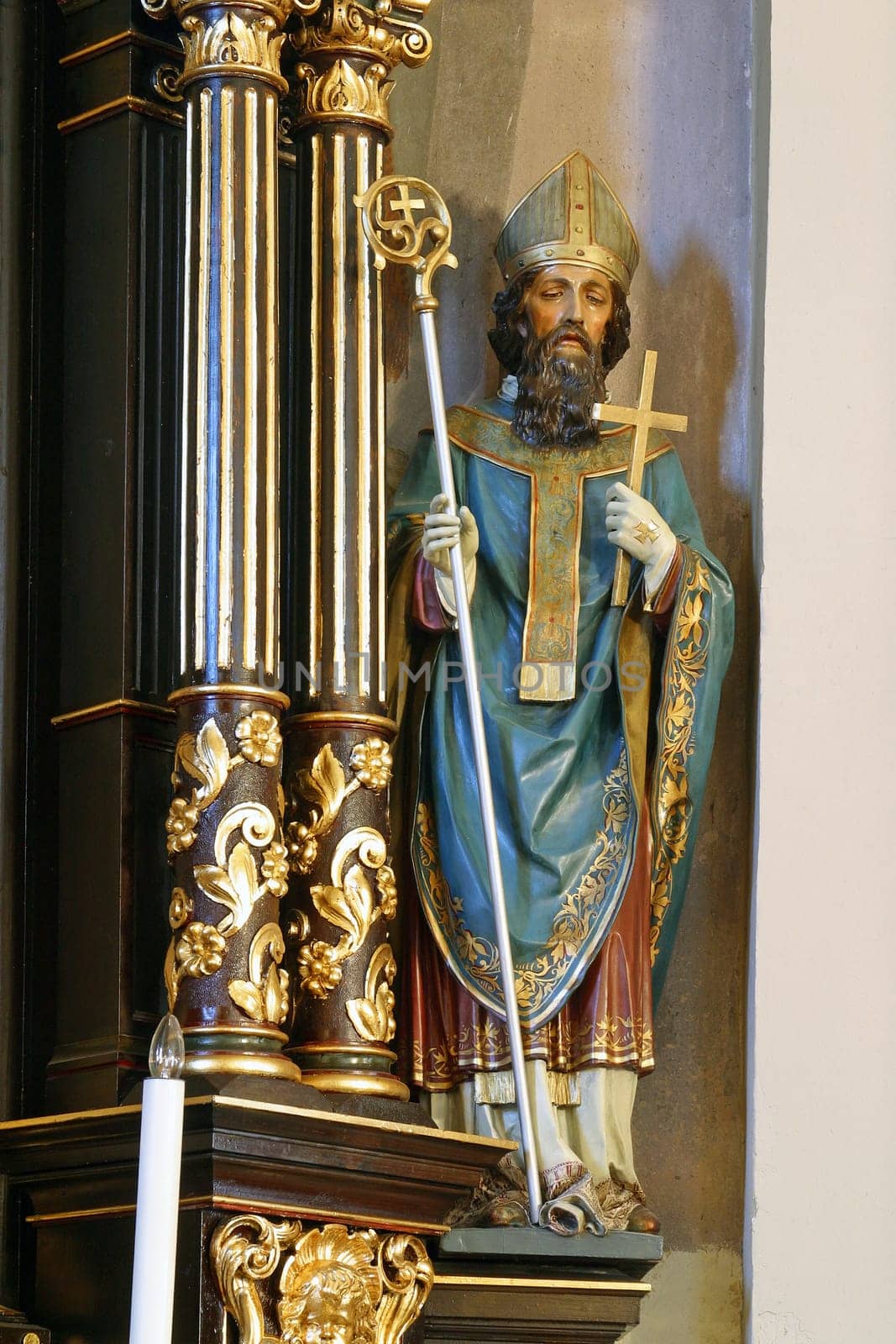 Saint Valentine, statue on the altar of the Holy Three Kings in the church in the Church of St. Clare of Assisi in Zagreb, Croatia