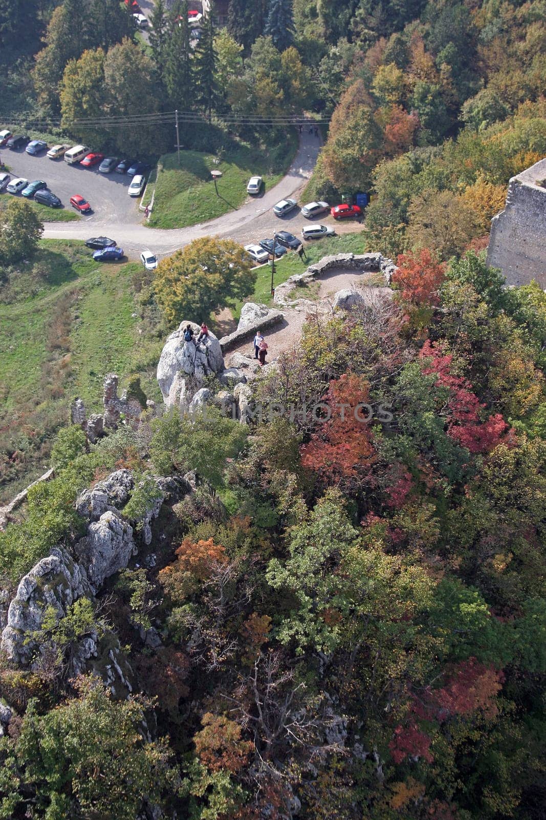 Aerial view of Kalnik old city on the hill of Kalnik near Krizevci, Croatia