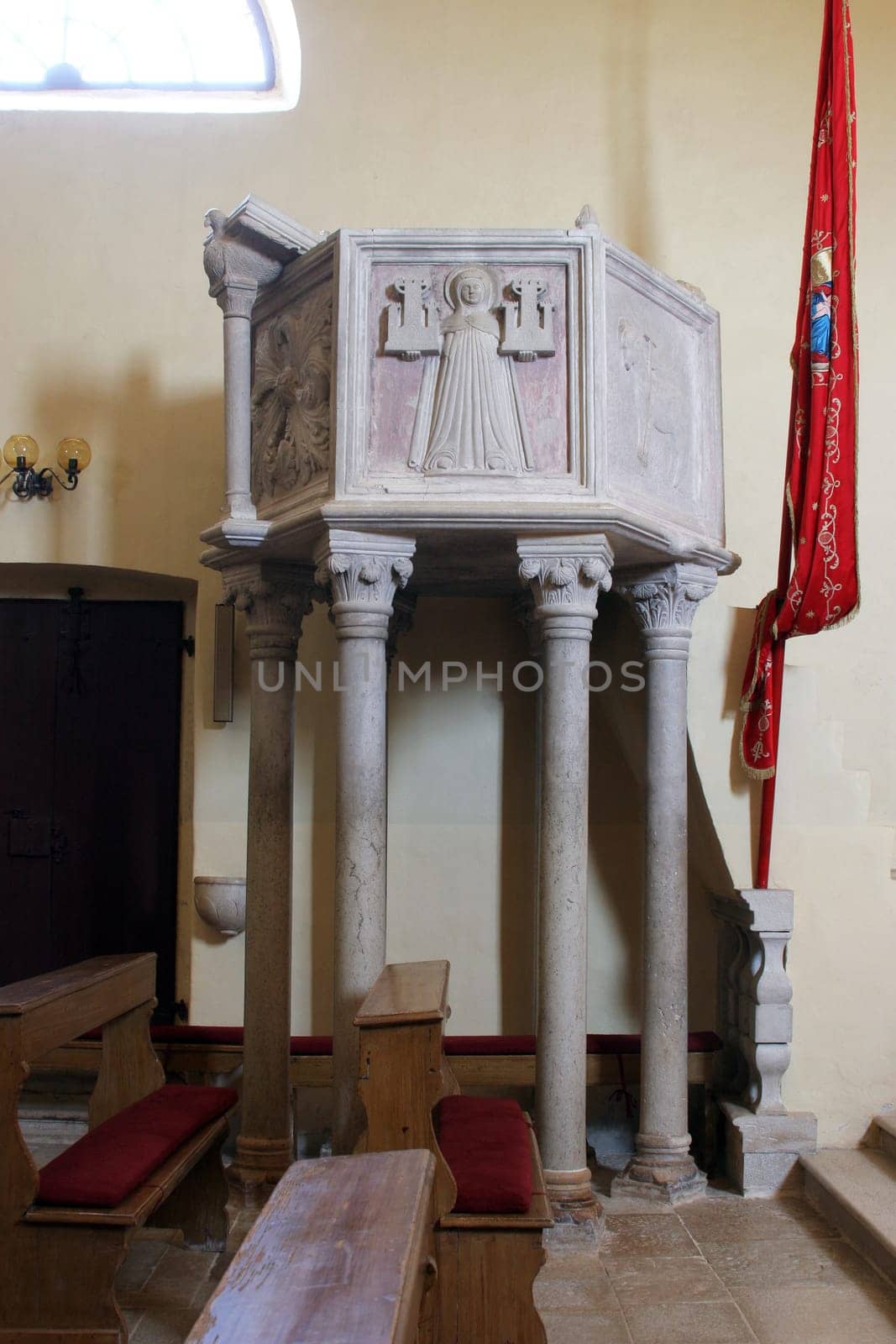 Pulpit in the parish church Saint Sylvester Pope in Kanfanar, Croatia
