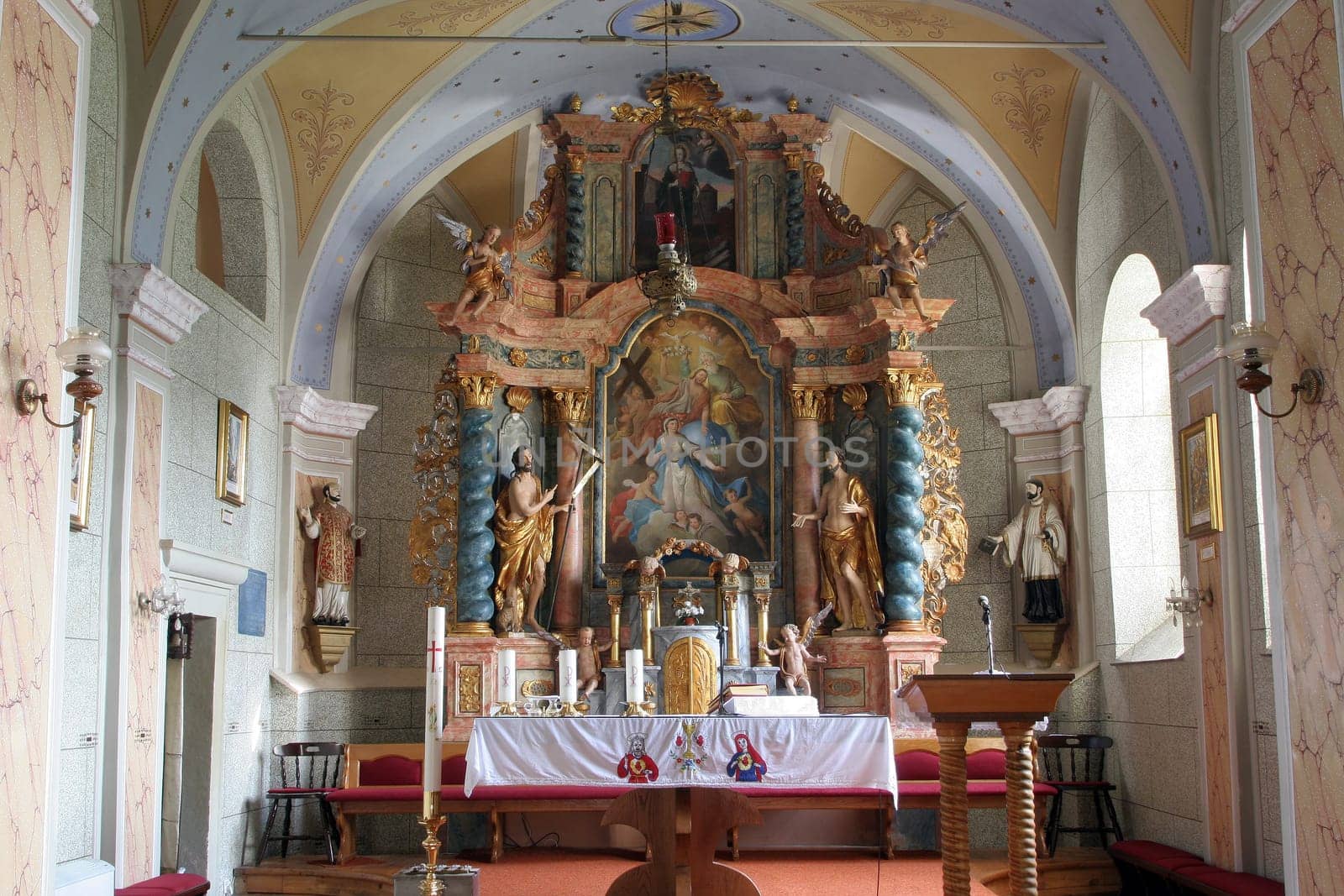Main altar in the parish church of the Holy Trinity in Klenovnik, Croatia