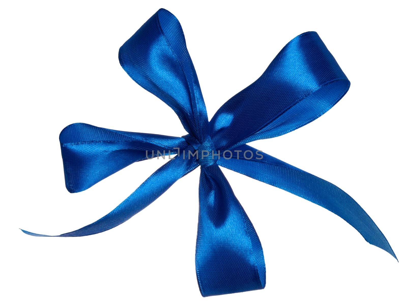 Blue bow for decoration on isolated background