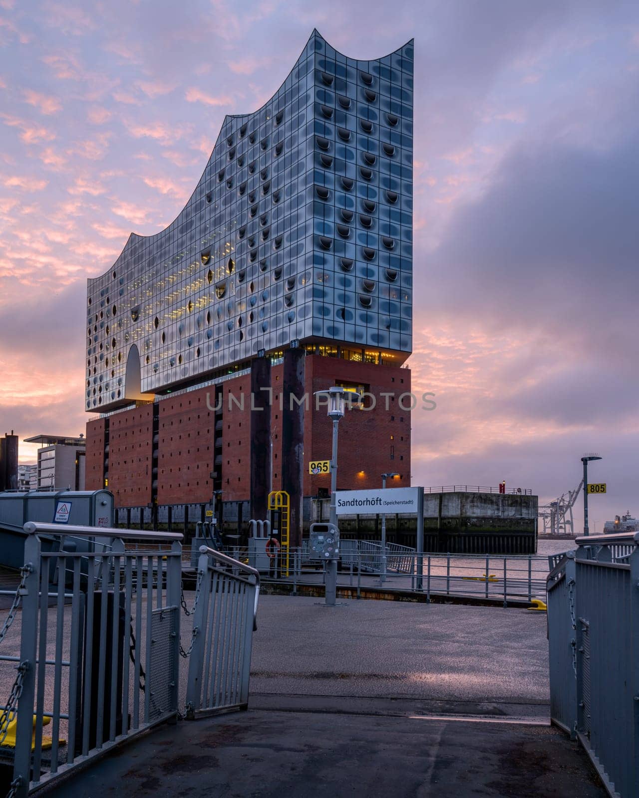 Hamburg, Germany - February 20, 2024: Modern buildings in the harbor city district of Hamburg on February 20, 2024 in Germany