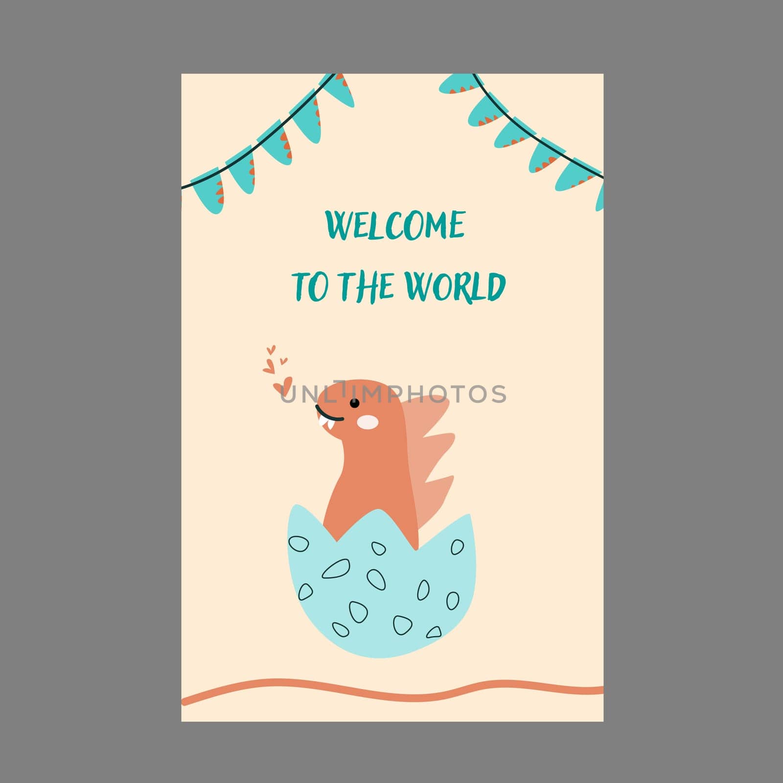 Childrens cute animals cards, posters for birthday party. Dinosaurs greeting cards, baby animals hand drawn design. Birthday celebration childrens animals background.