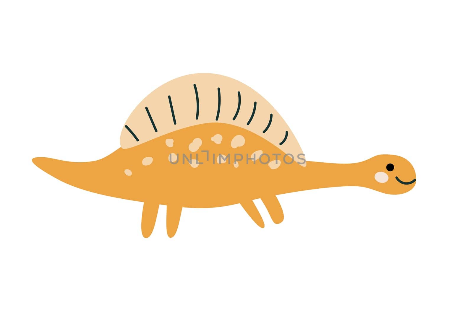 Spinosaurus dinosaur isolated vector illustration on white background. Cute childrens animal for poster, print for clothes, textile, nursery design, stickers.