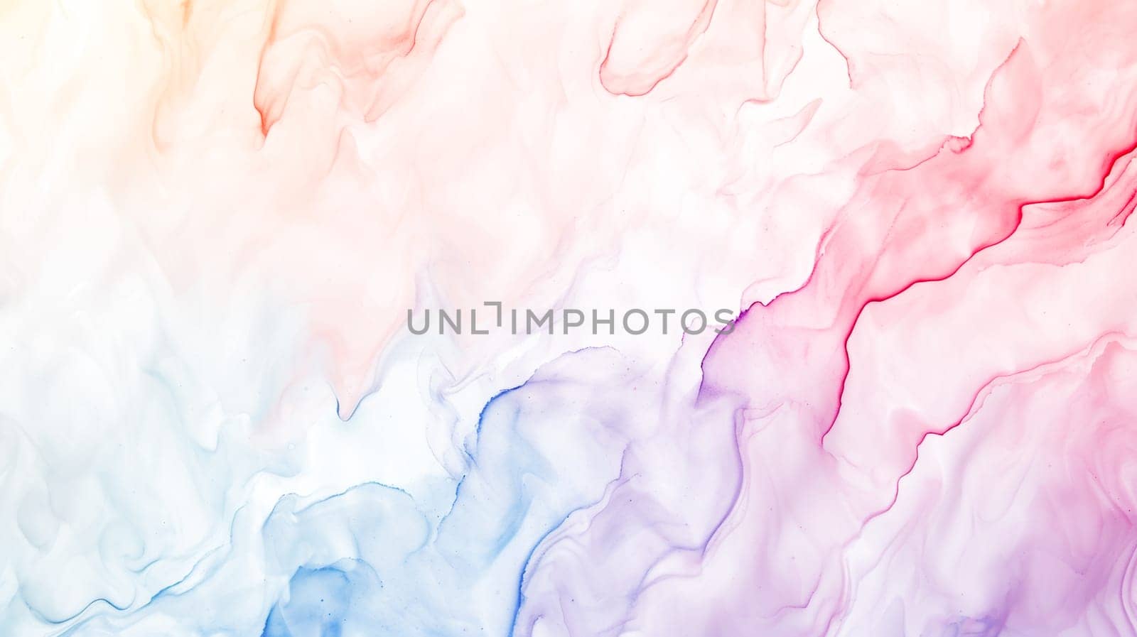 A close up of a colorful abstract painting with red, blue and white