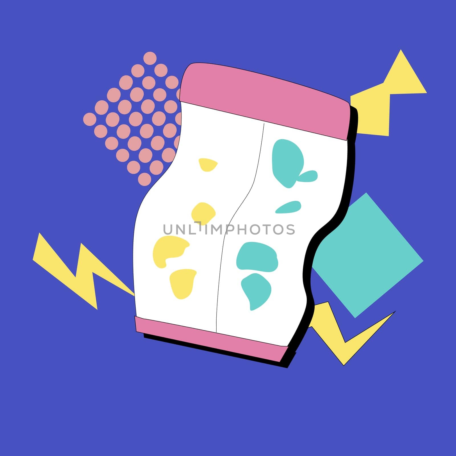 90s music background. Retro disco banner with y2k or 00s elements. Game or music equipment, laptop from 90s. Bright banner for social network.
