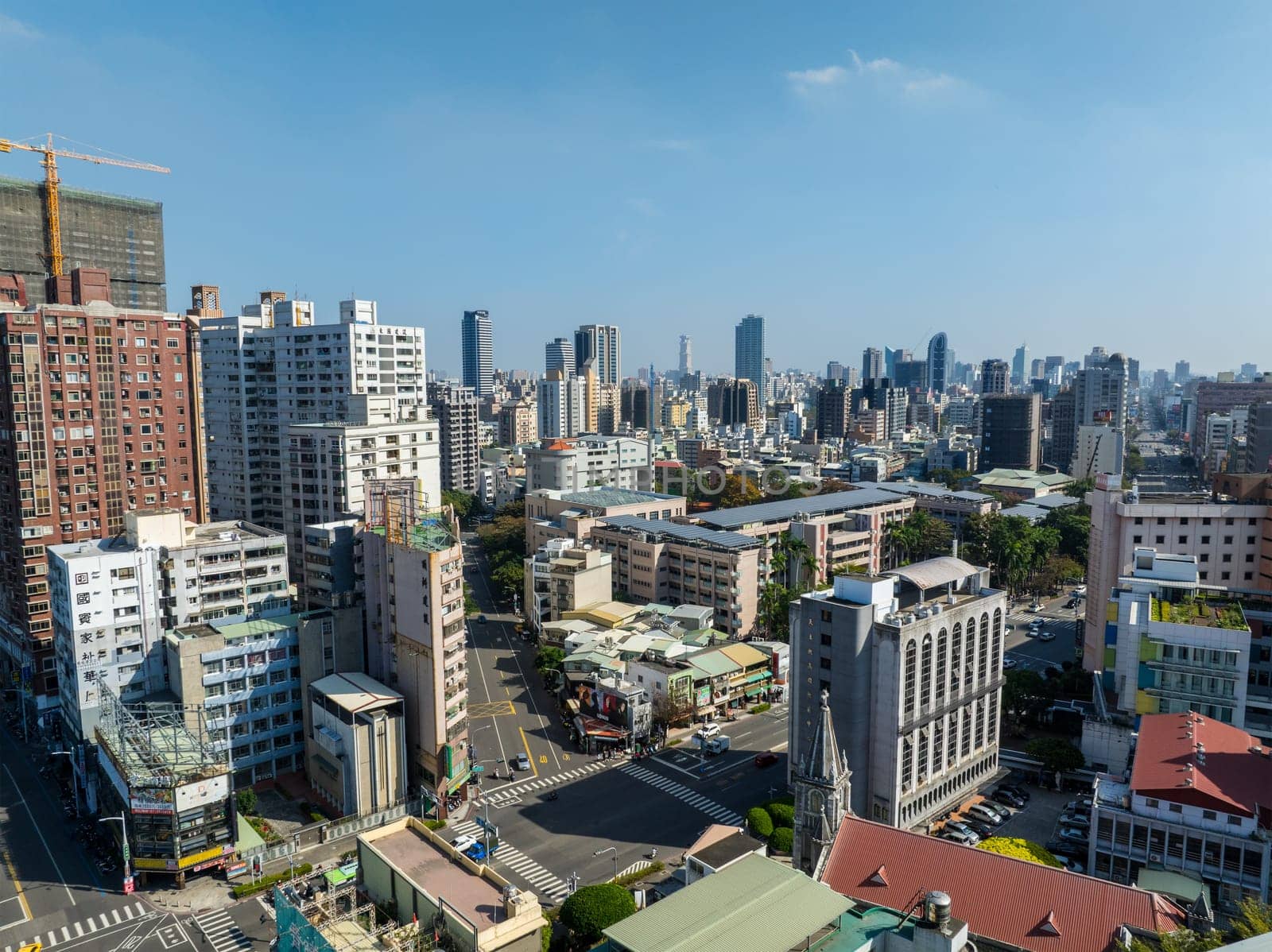Kaohsiung, Taiwan 01 February 2024: Aerial view of the Kaohsiung city