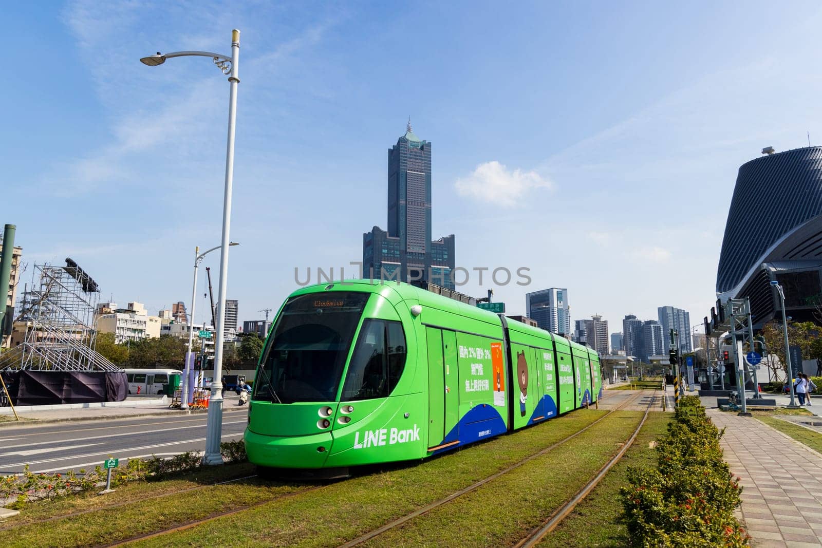 Taiwan, 01February 2024: Circular light rail train in Kaohsiung of Taiwan