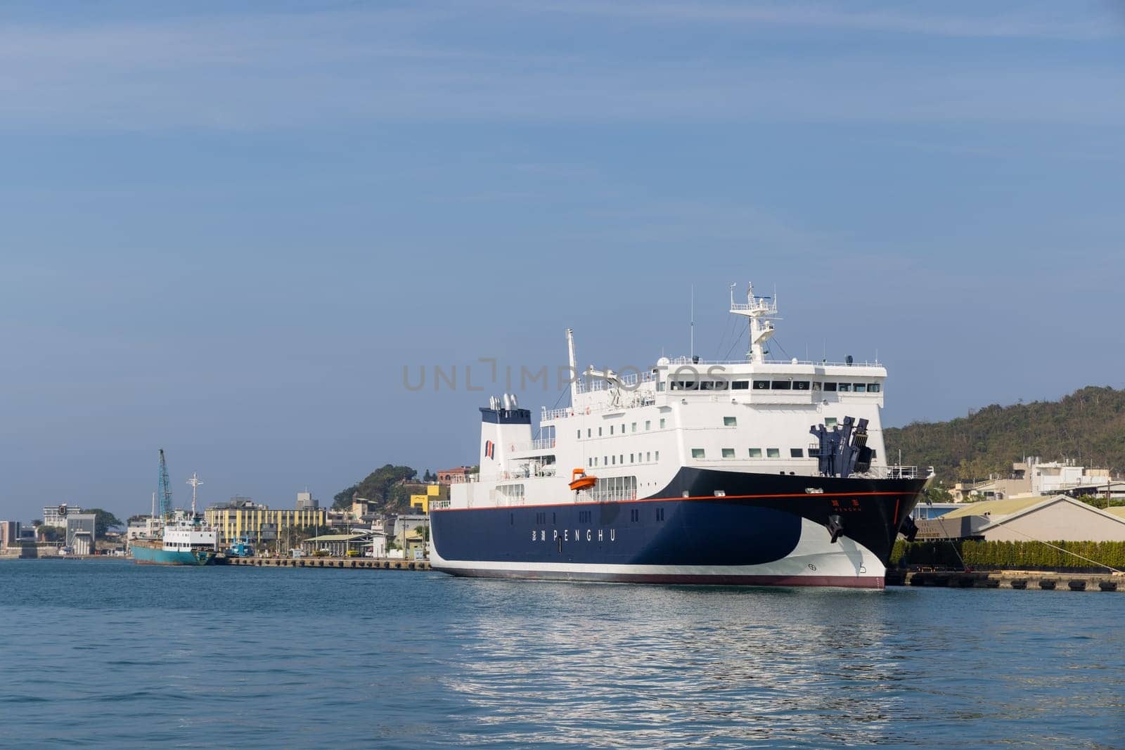 Kaohsiung, Taiwan, 02 February 2024: Kaohsiung port with Penghu cruise