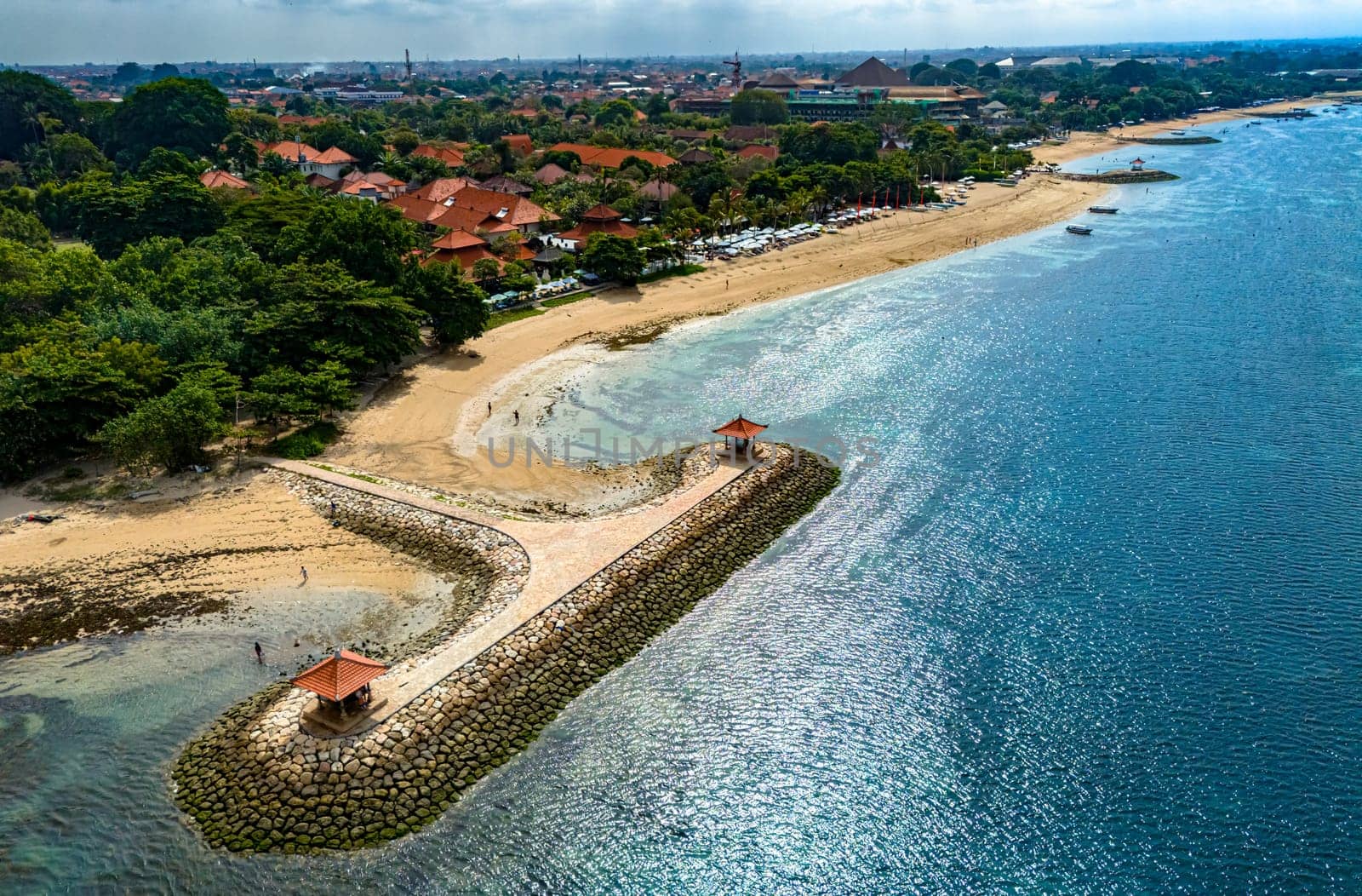 View of Mertasari Beach in Denpasar, Bali, Indonesia