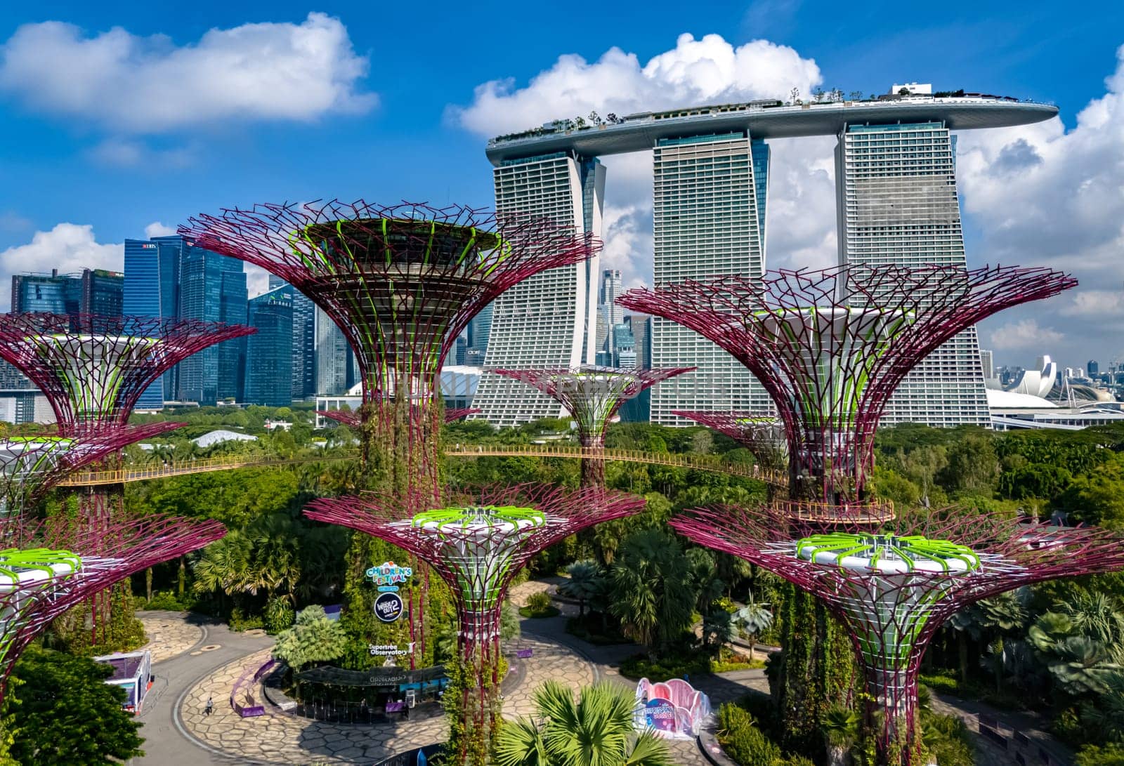 SINGAPORE - MAY 10, 2024: View of Gardens by the Bay and Marina Bay Sands in Singapore