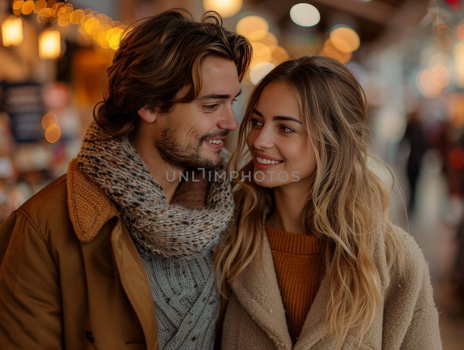 A man and a woman standing close together, their body language exuding love and happiness. They are gazing into each others eyes, sharing a special moment of connection and intimacy.