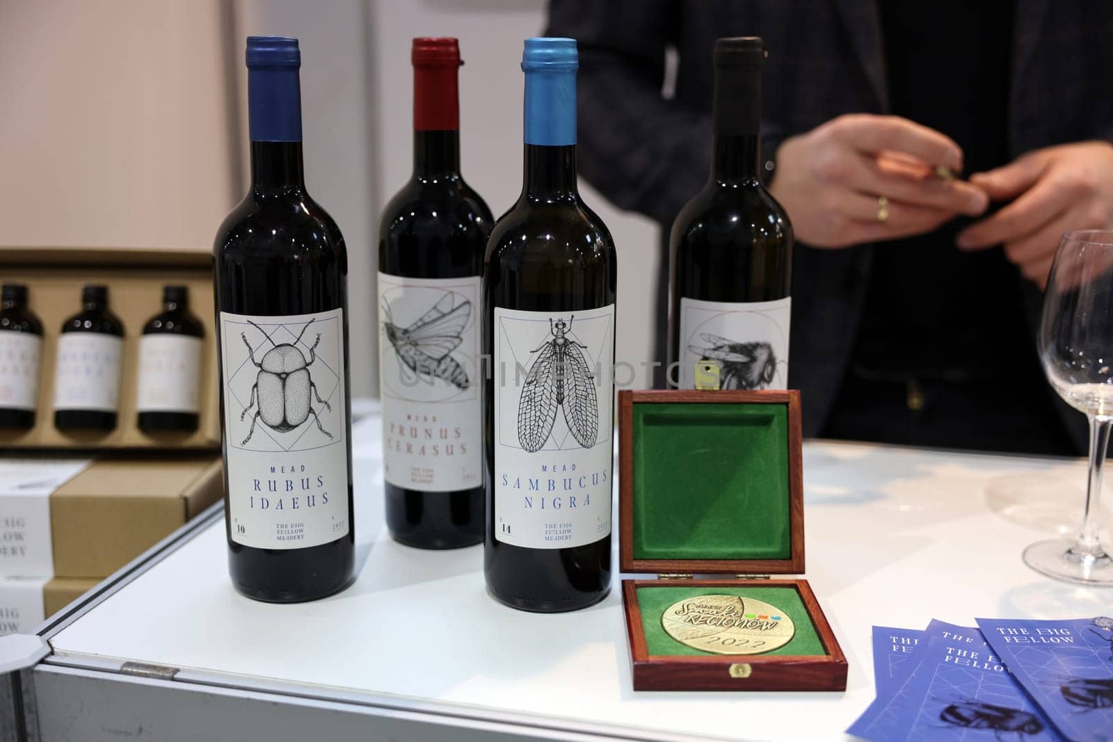 Cracow, Poland - November 17, 2022: International Wine Trade Fair ENOEXPO in Cracow. Producers of wine from all around the world meet the importers distributors and representatives.
