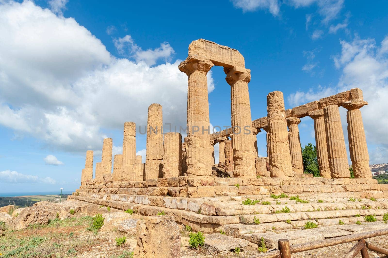 Agrigento, Sicily, Italy May 3 2024: The Temple of Juno in the Valley of the Temples in Agrigento