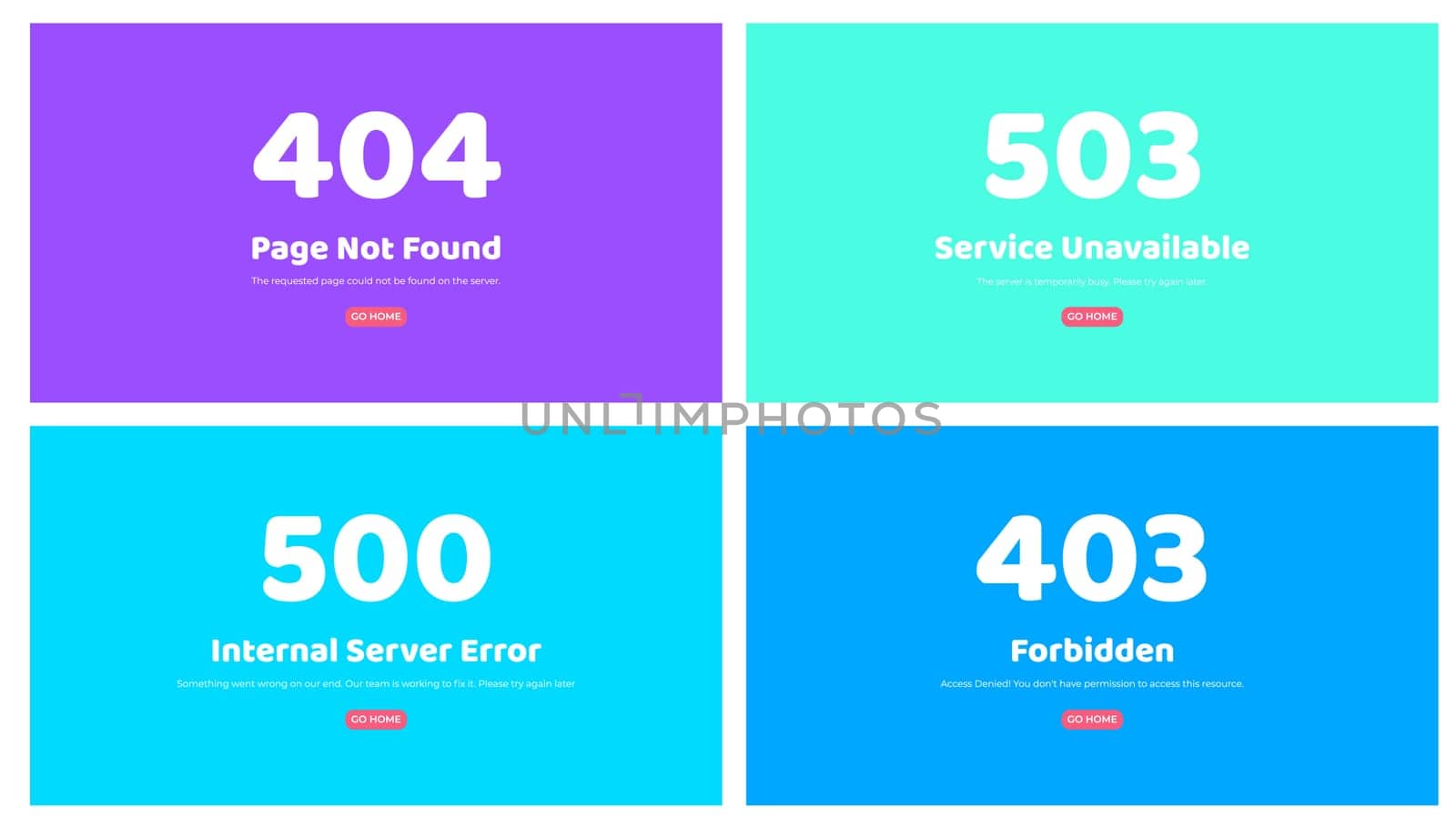 Web error pages layout vector design illustration