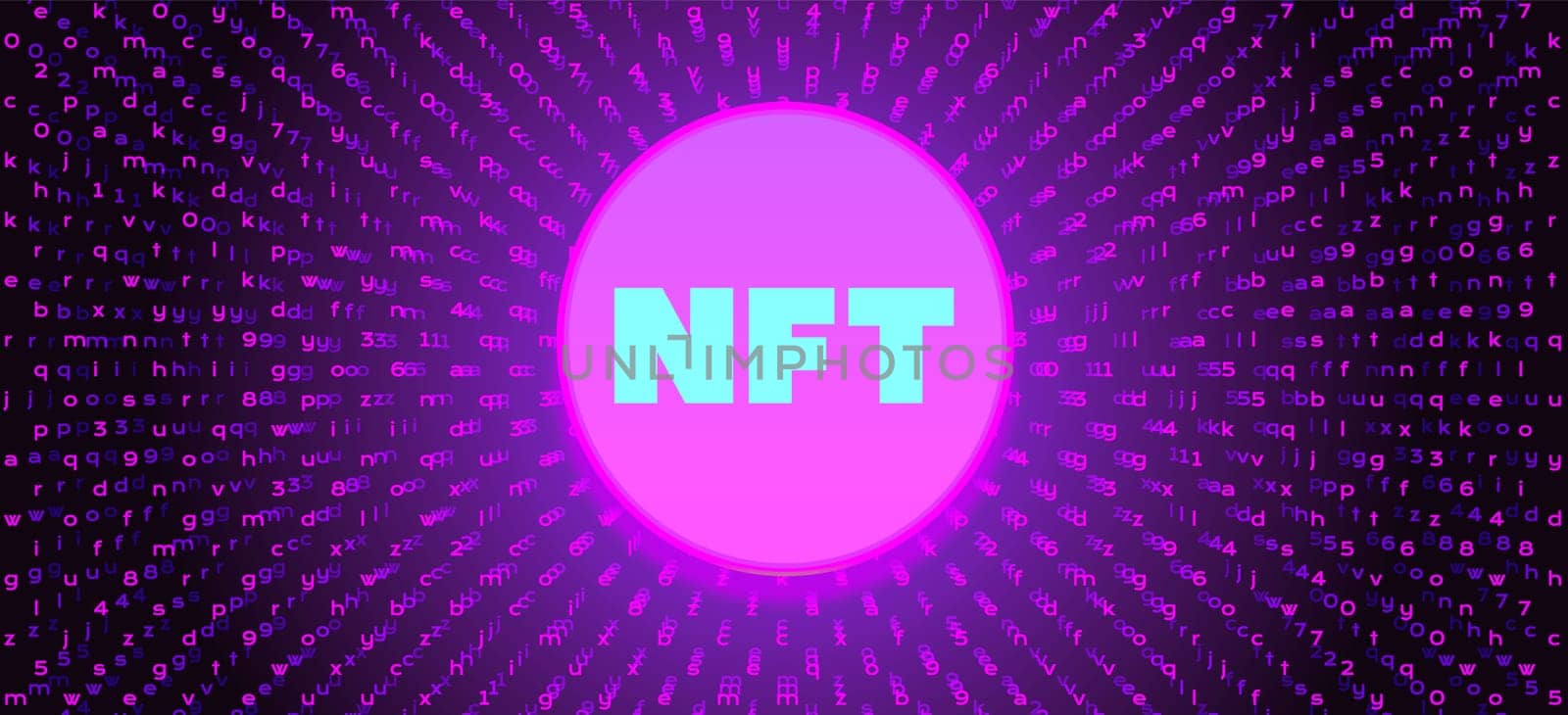 Non-fungible token NFT vector on dark background