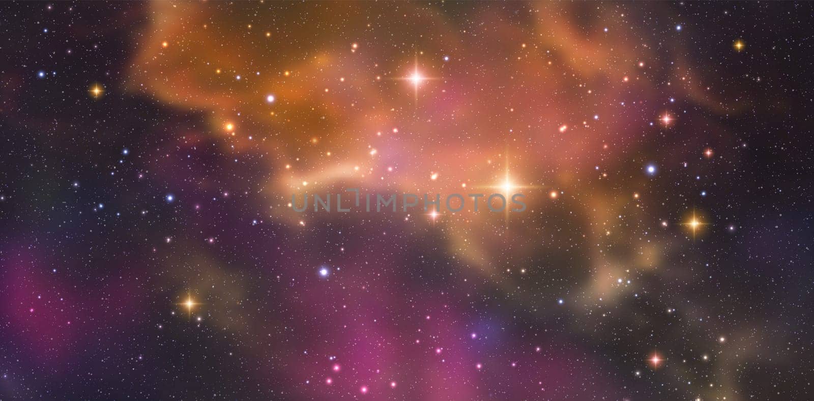 Space vector background with realistic nebula and shining stars. Magic colorful galaxy