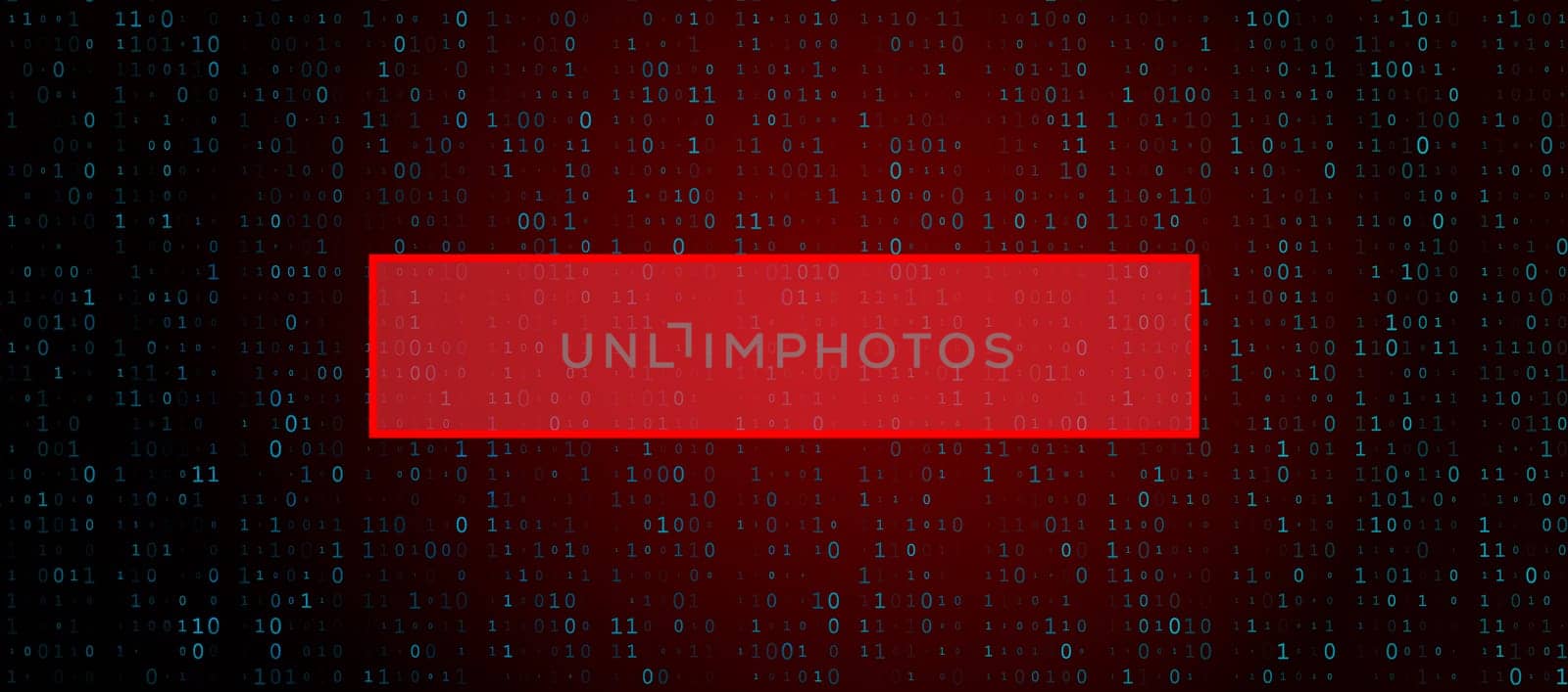 Digital Binary Code on Dark Red. Data Breach Concept