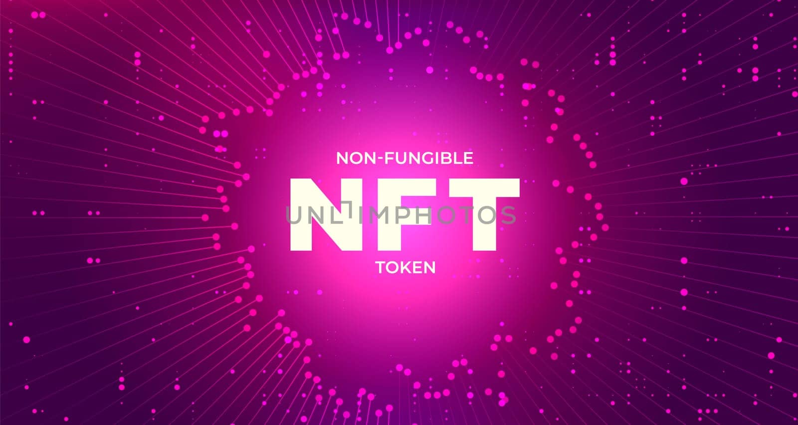 Non-fungible token NFT vector on dark background