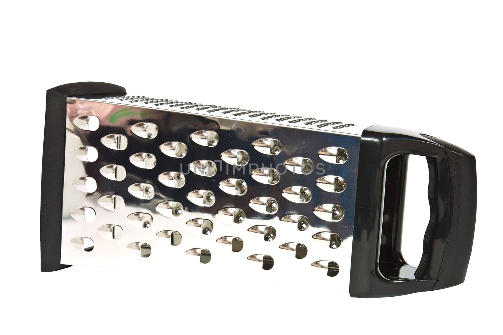 Hand kitchen grater made ​​of stainless steel on a white background