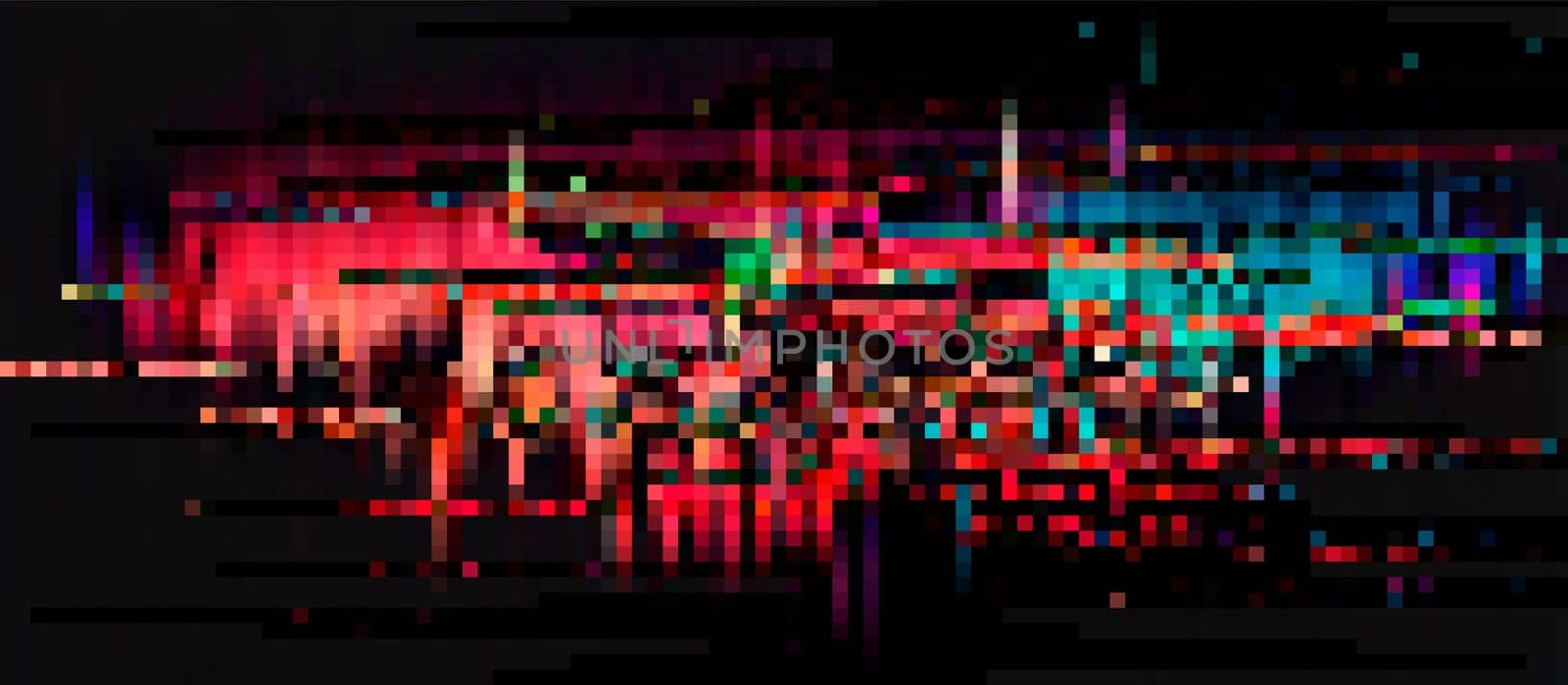 Trendy glitch pattern on dark background. Abstract vector geometric elements