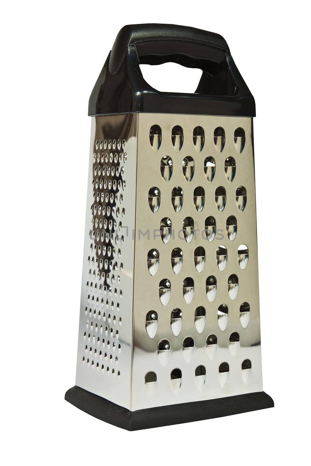 Hand kitchen grater made ​​of stainless steel on a white background