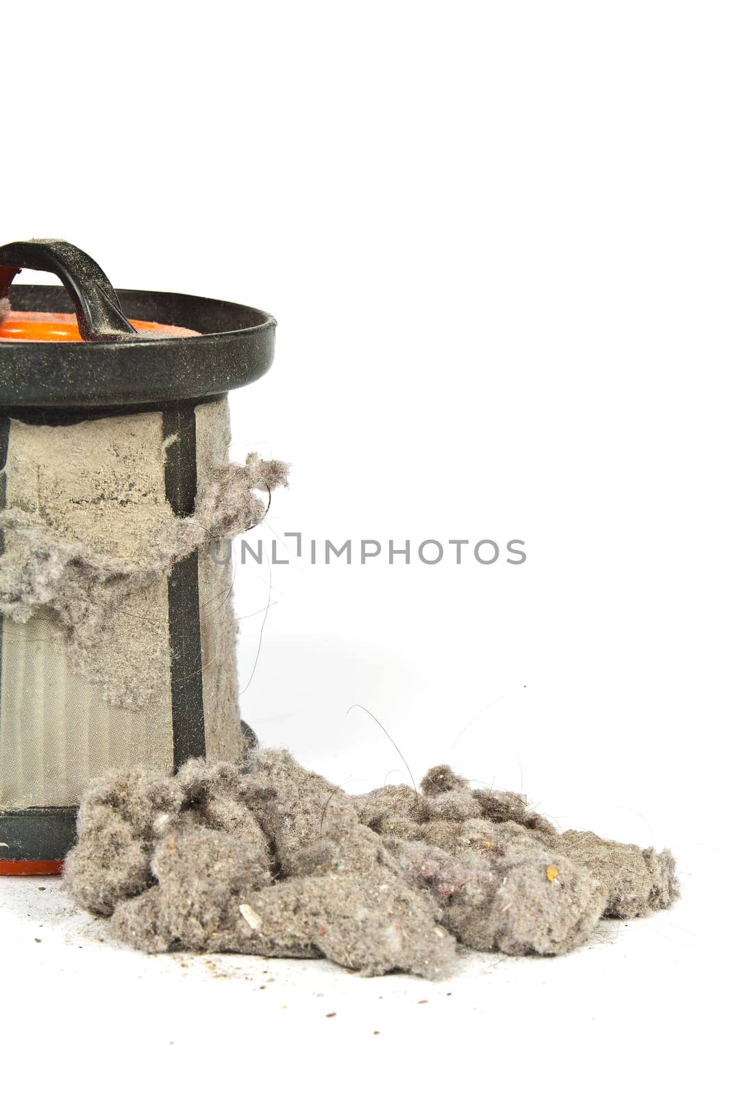 Contaminated with dust and debris filter and strainer home vacuum cleaner