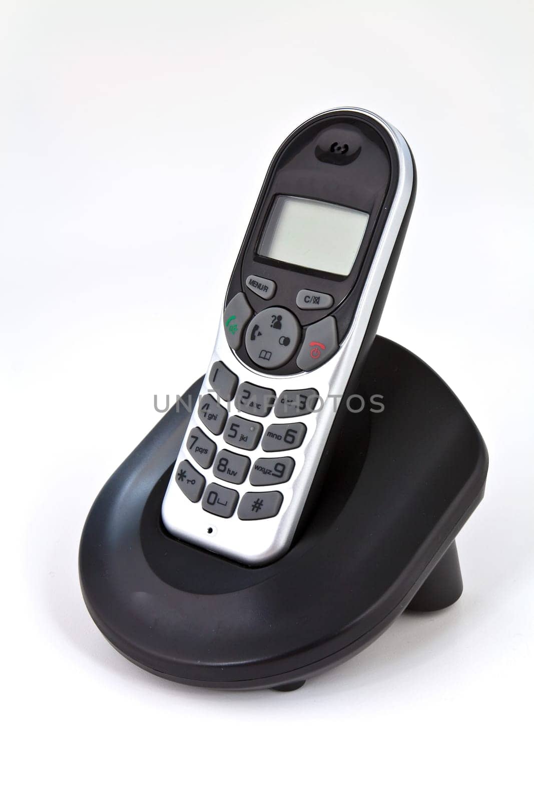 Home wireless phone placed on the charging cradle