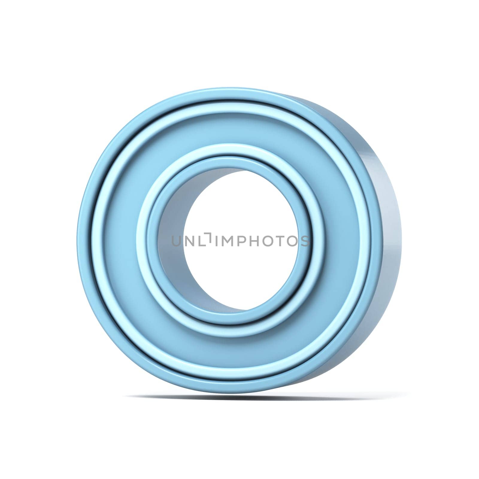 Pastel blue font Letter O 3D rendering illustration isolated on white background