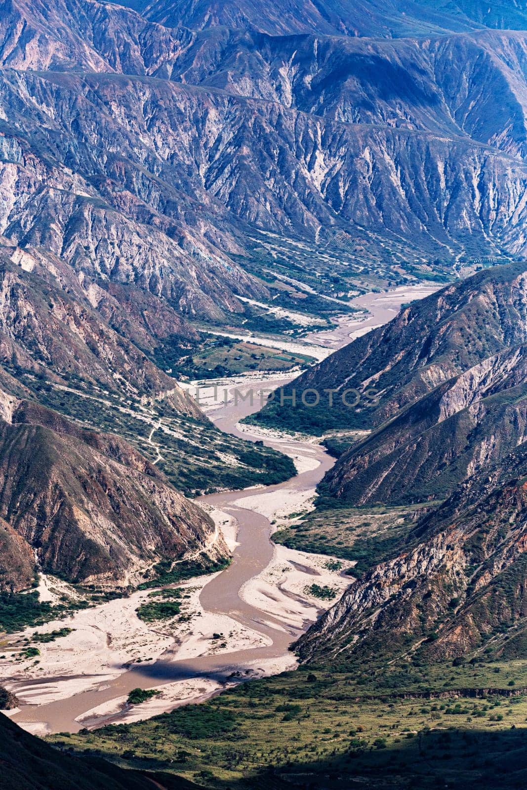 Chicamocha, second-largest canyon worldwide, steep sided canyon carved by the Chicamocha River. Santander department. Colombia wilderness landscape. Canyon is one of the treasures of Colombia
