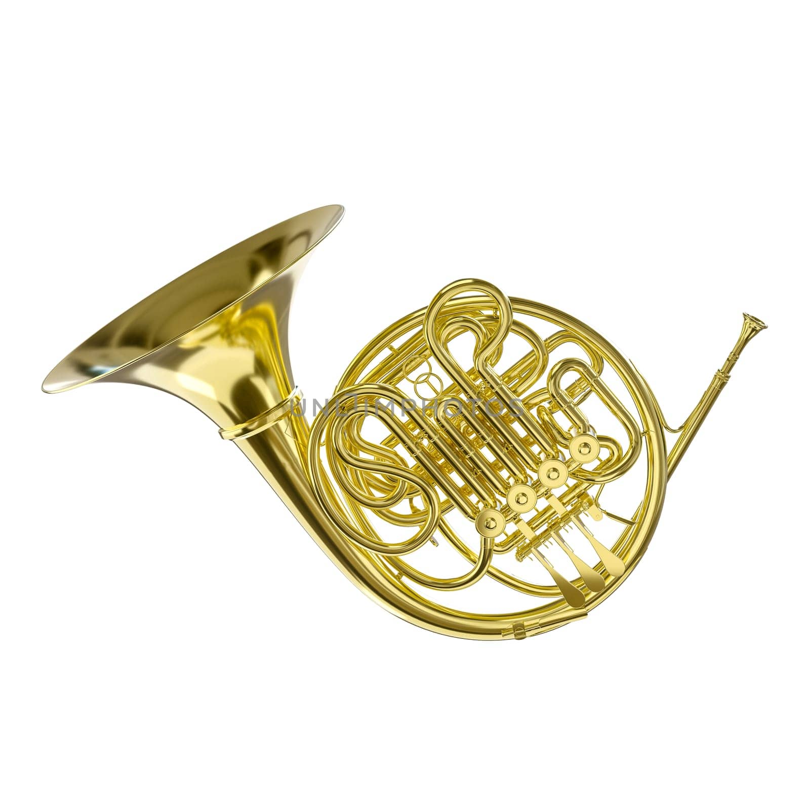 brass french horn isolated  transparent background, musical concepts
