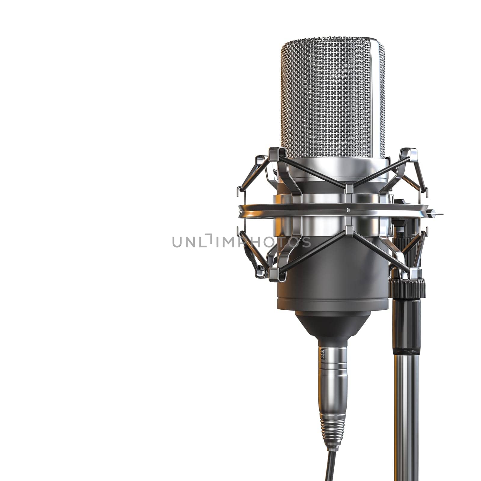 studio microphone, isolated  transparent background, music podcast recorder