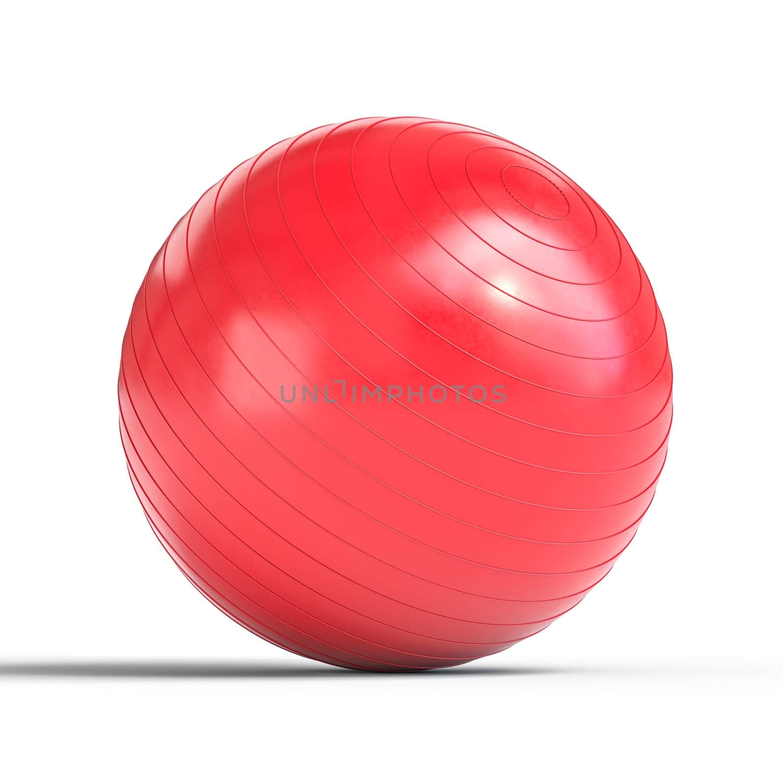 Red fitness ball white background health  wellness through exercise