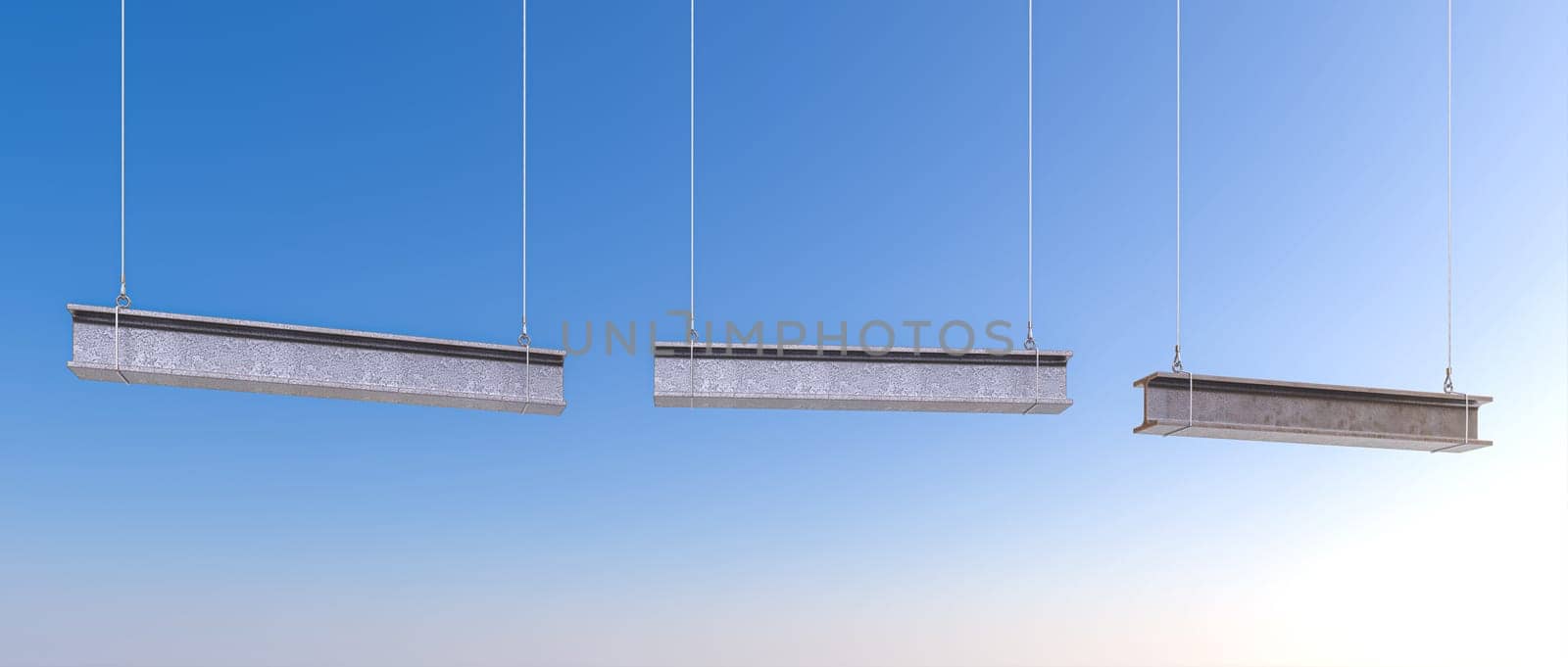 Three  beams hanging in the air blue sky